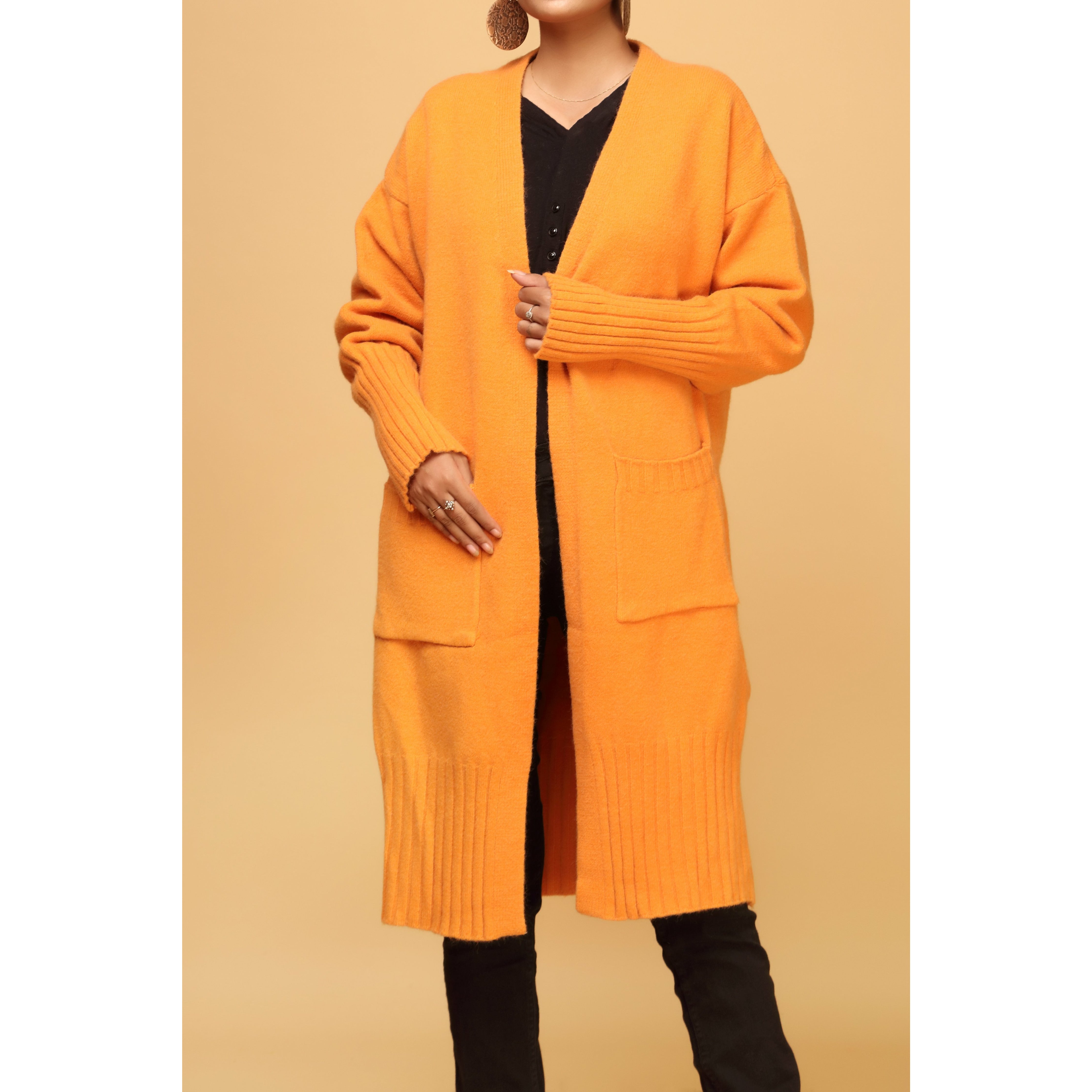 Mustard Color Long Cardigan PW1902