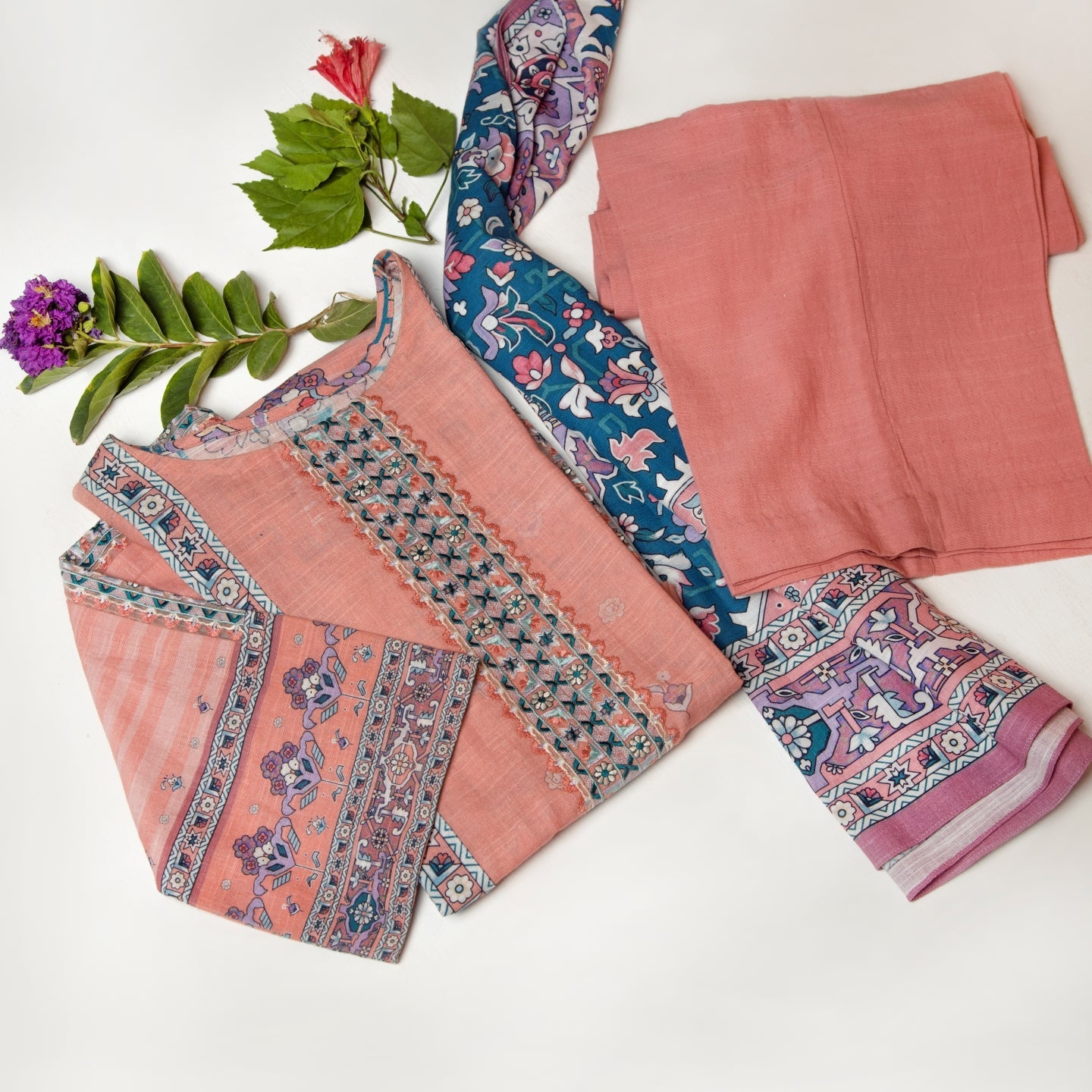 3PC- Digital Printed Khaddar Embroidered Suit  PW2206