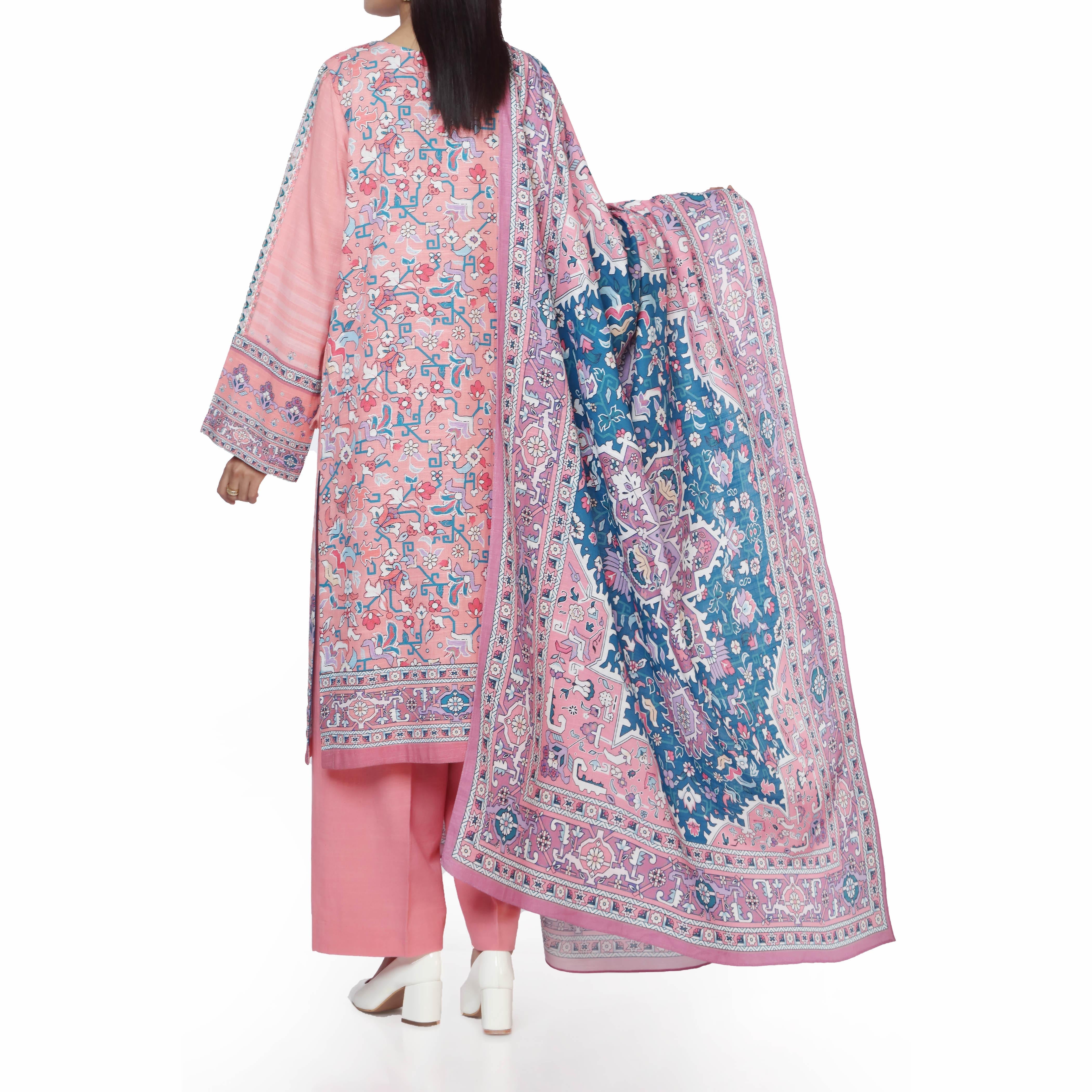 3PC- Digital Printed Khaddar Embroidered Suit  PW2206