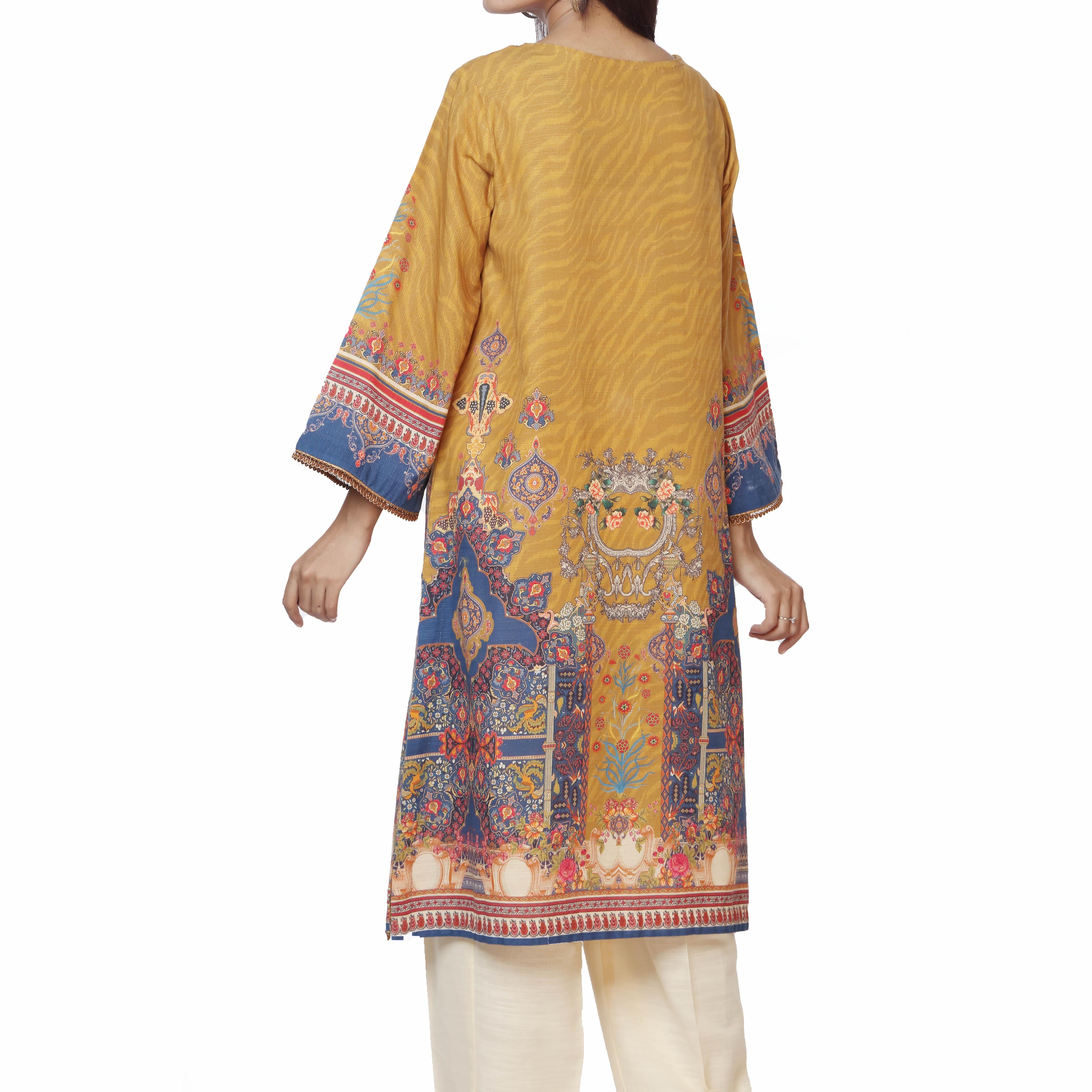 1PC- Digital Printed Khaddar Embroidered Shirt PW2219