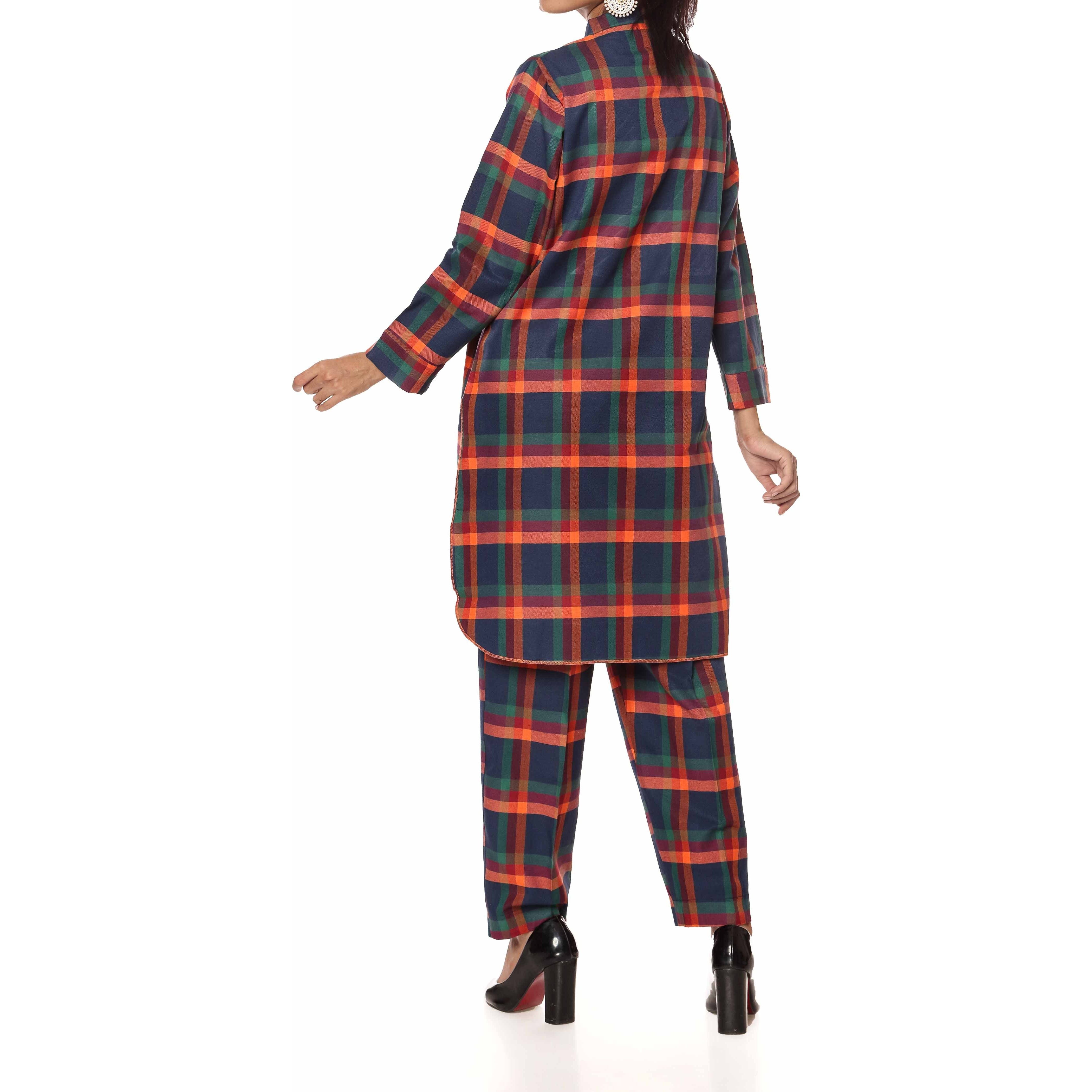 2PC- Flannel Checkered Shirt & Trousers PW2257