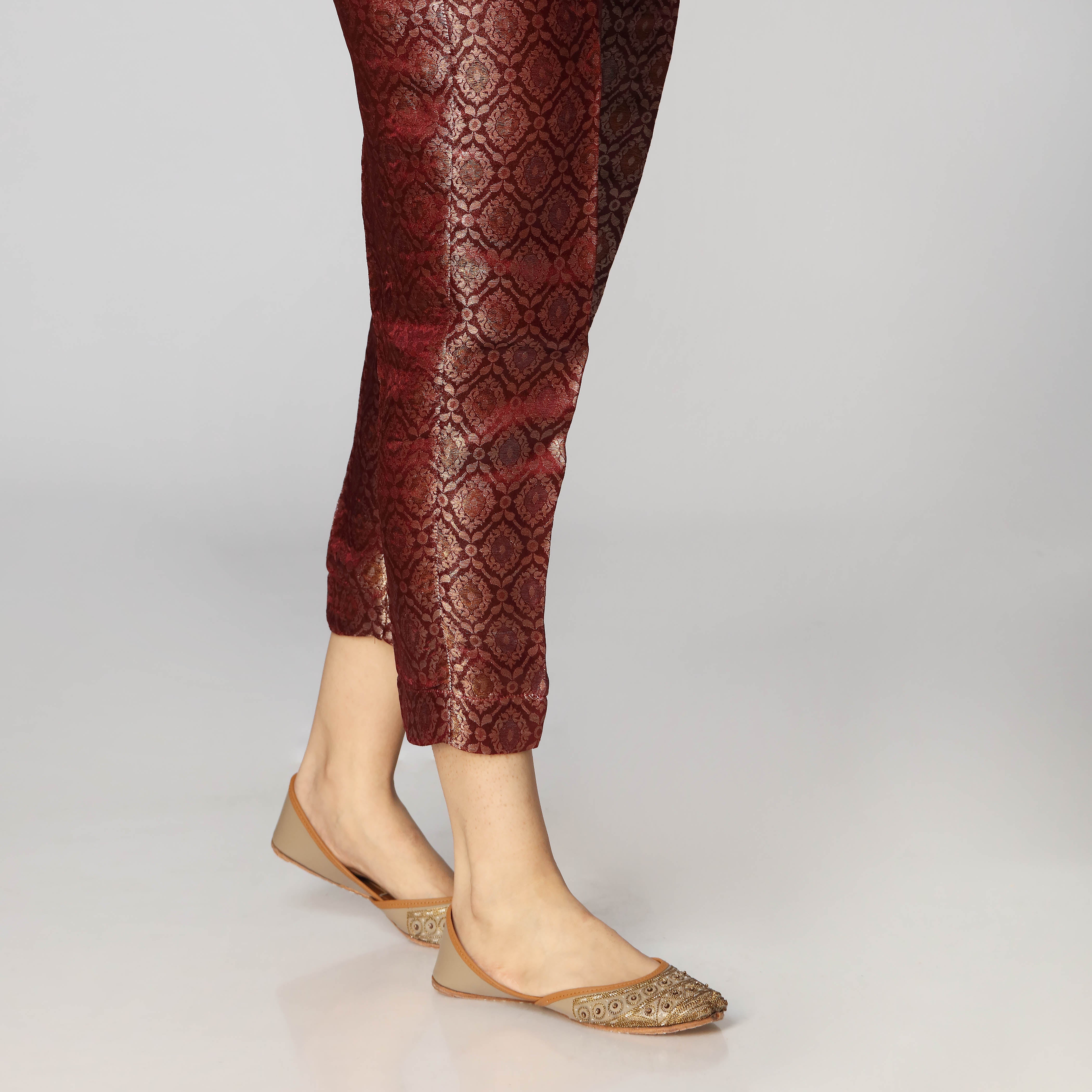 Maroon Jamawar Slim Fit Trouser PW2544