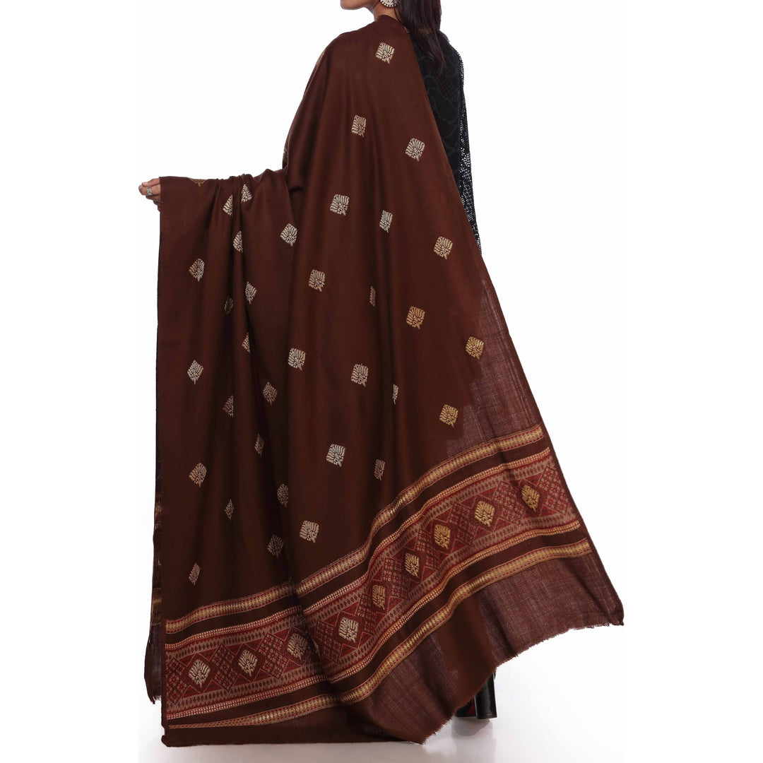 Brown Border Shawl PW2705