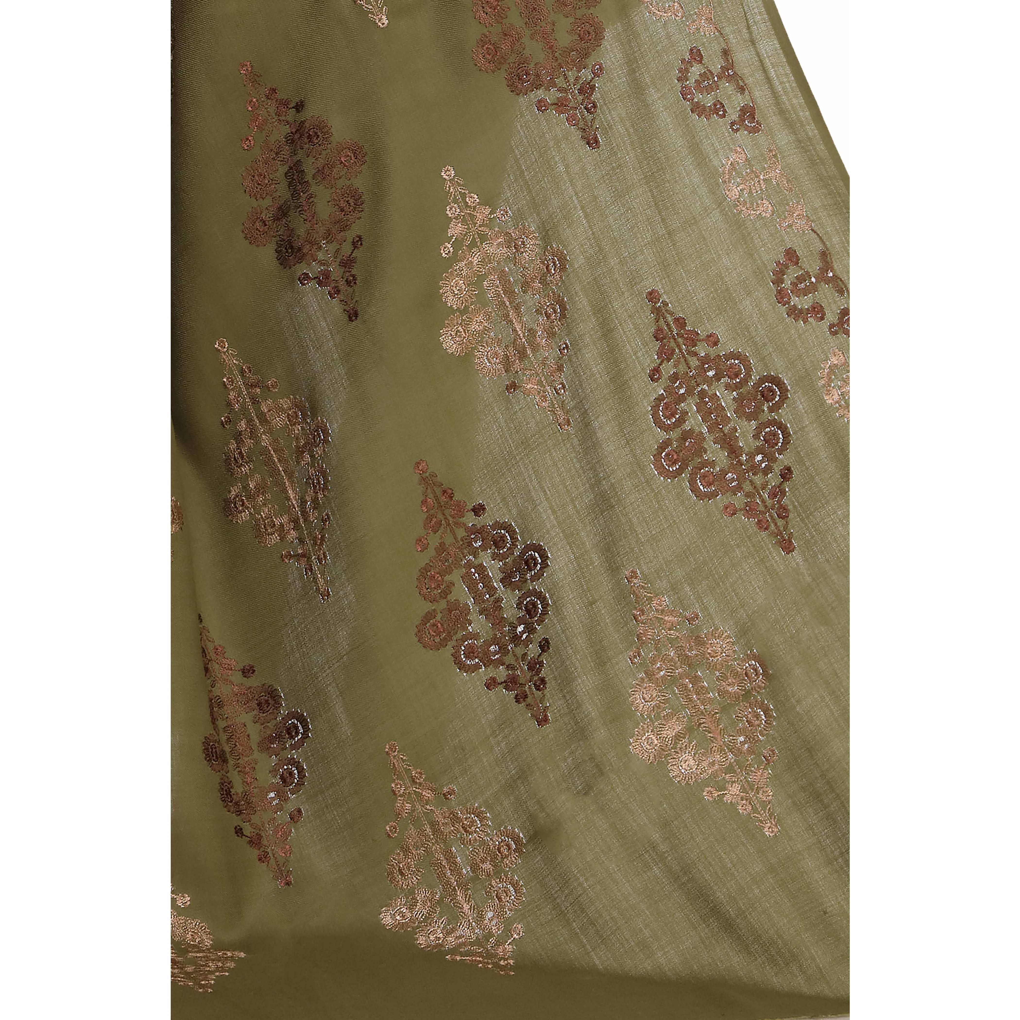Green Embroidered  Shawl PW2716