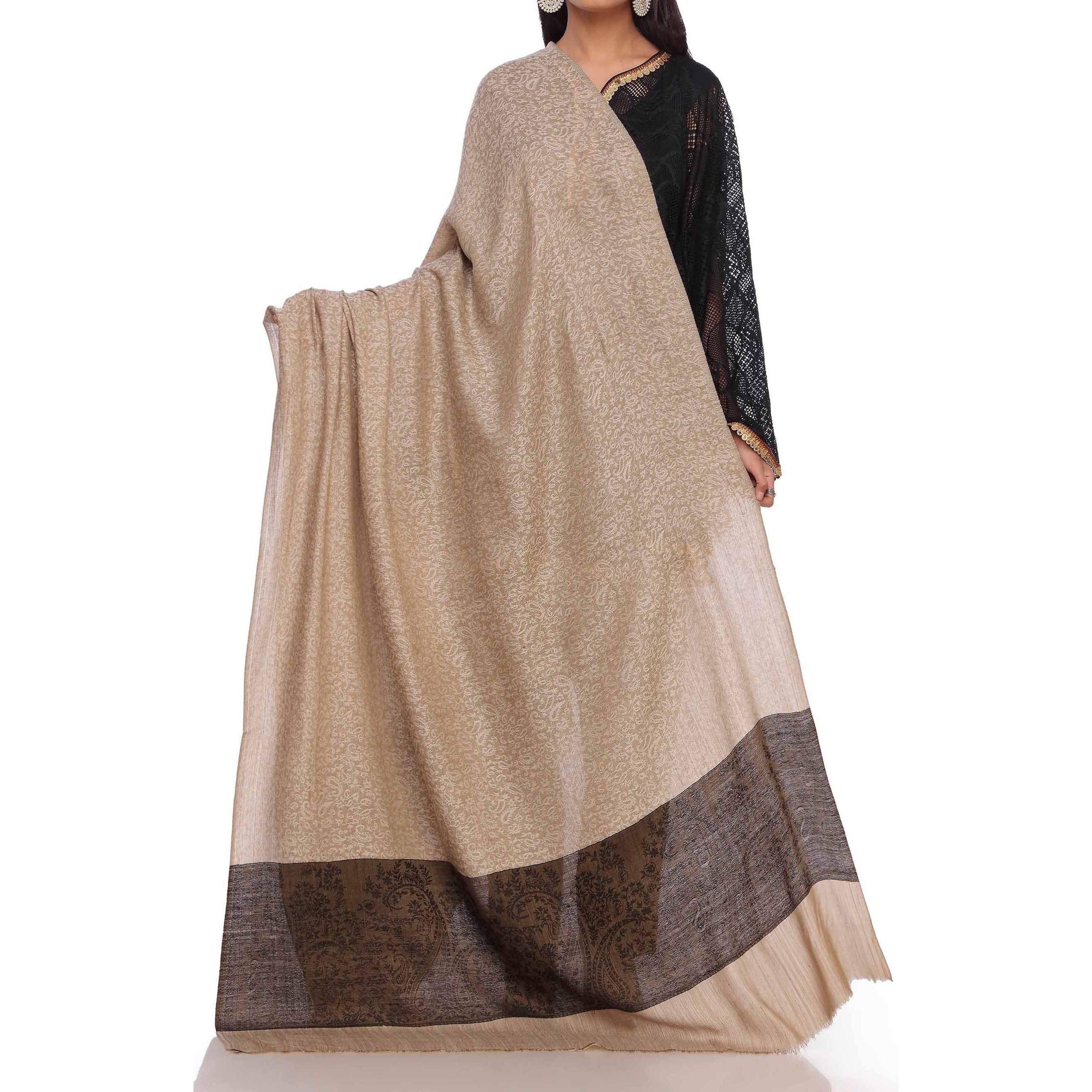 Black Contrast Border Shawl PW2717