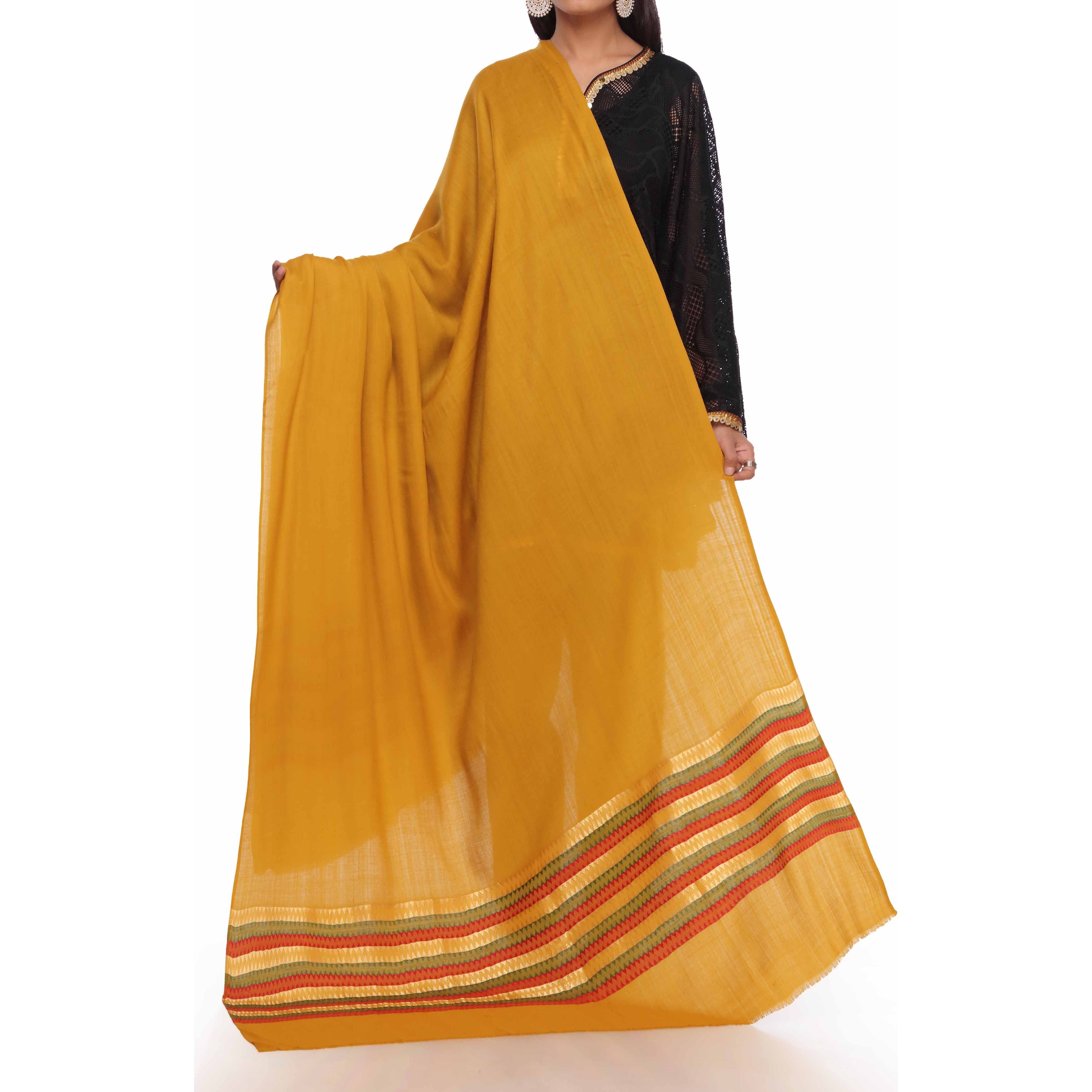 Yellow Zari Striped Shawl PW2720