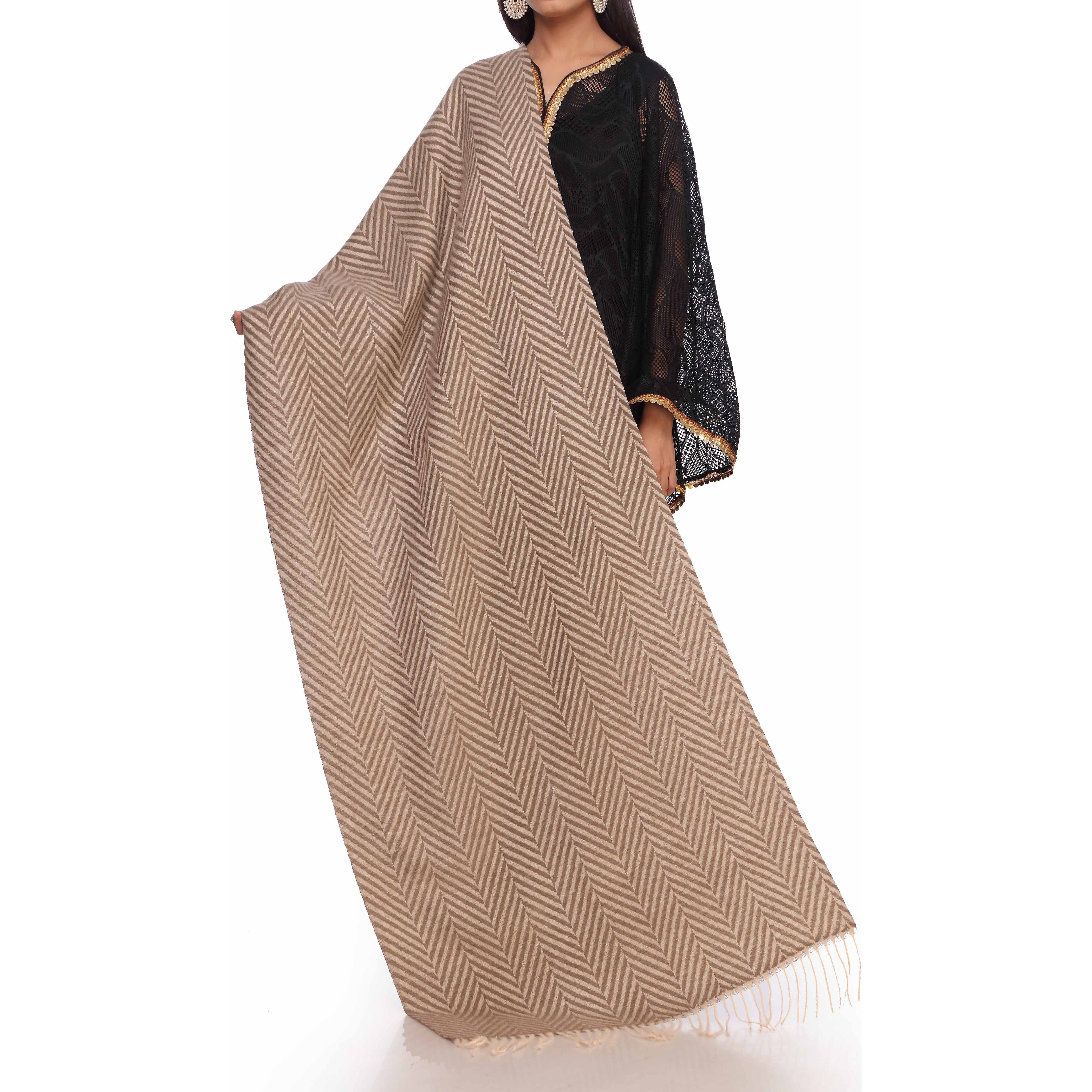 Brown Zig Zag Stole PW2733