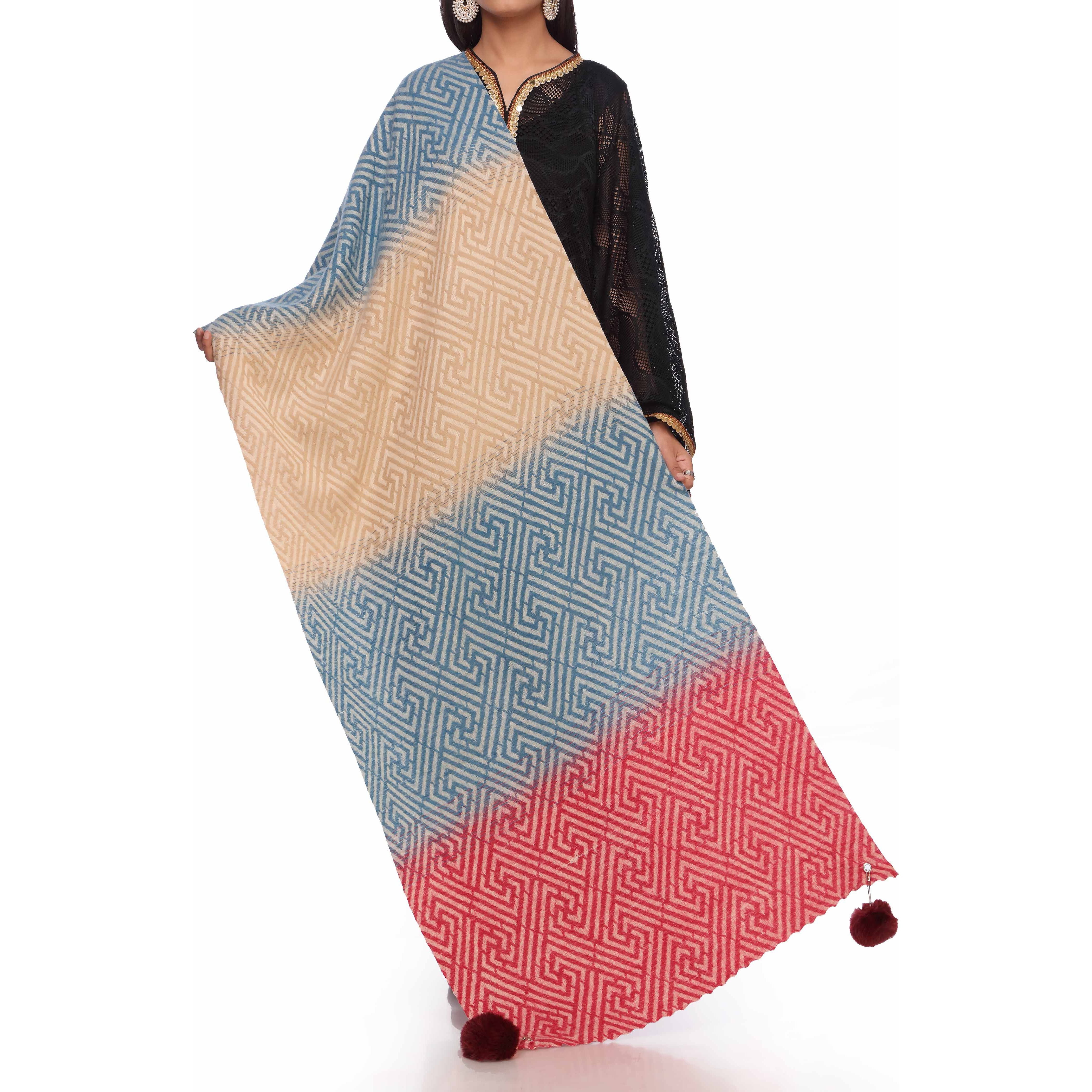 Blue Two Tone Shawl PW2734