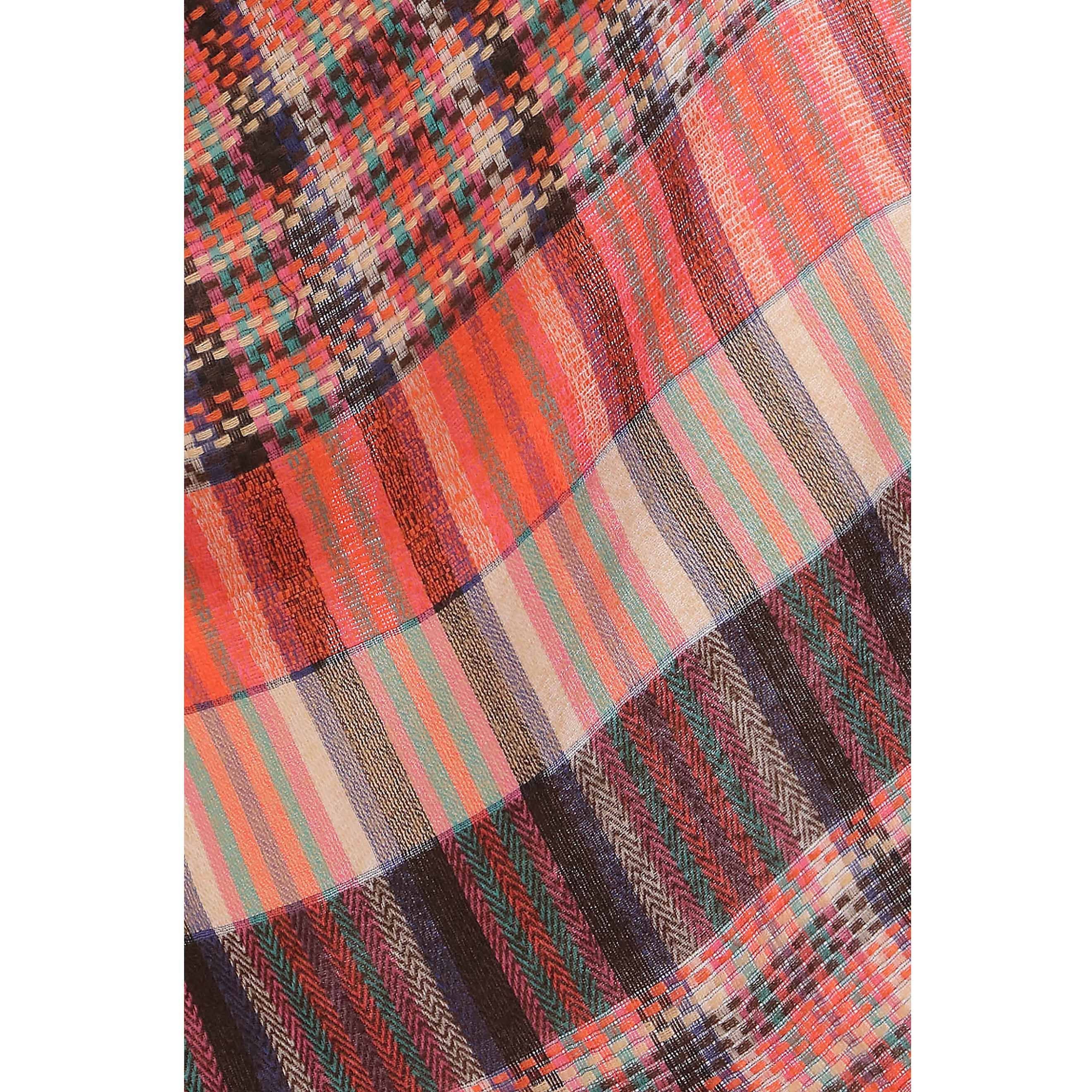 Orange Checkered Shawl PW2746