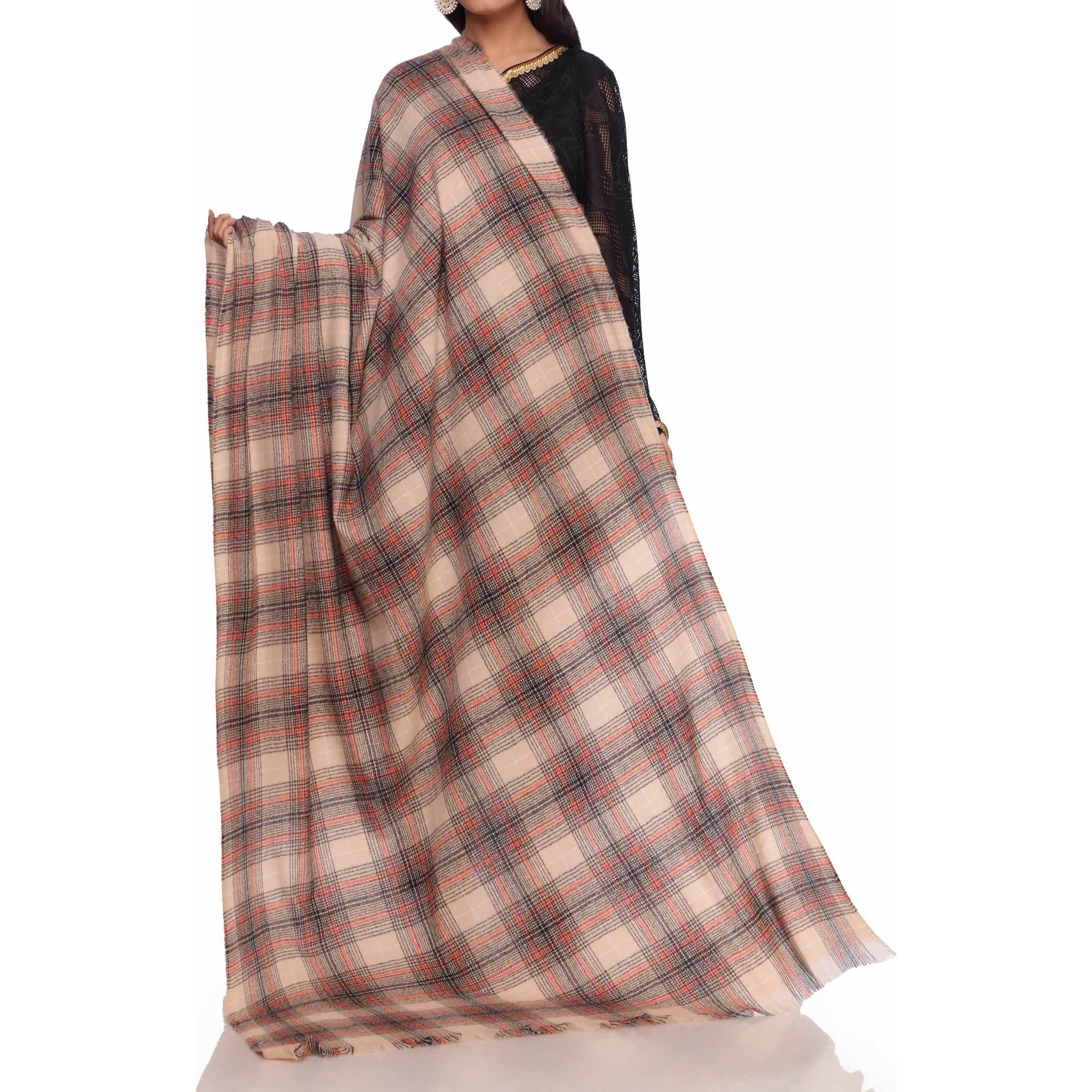 Brown Checkered Shawl PW2754