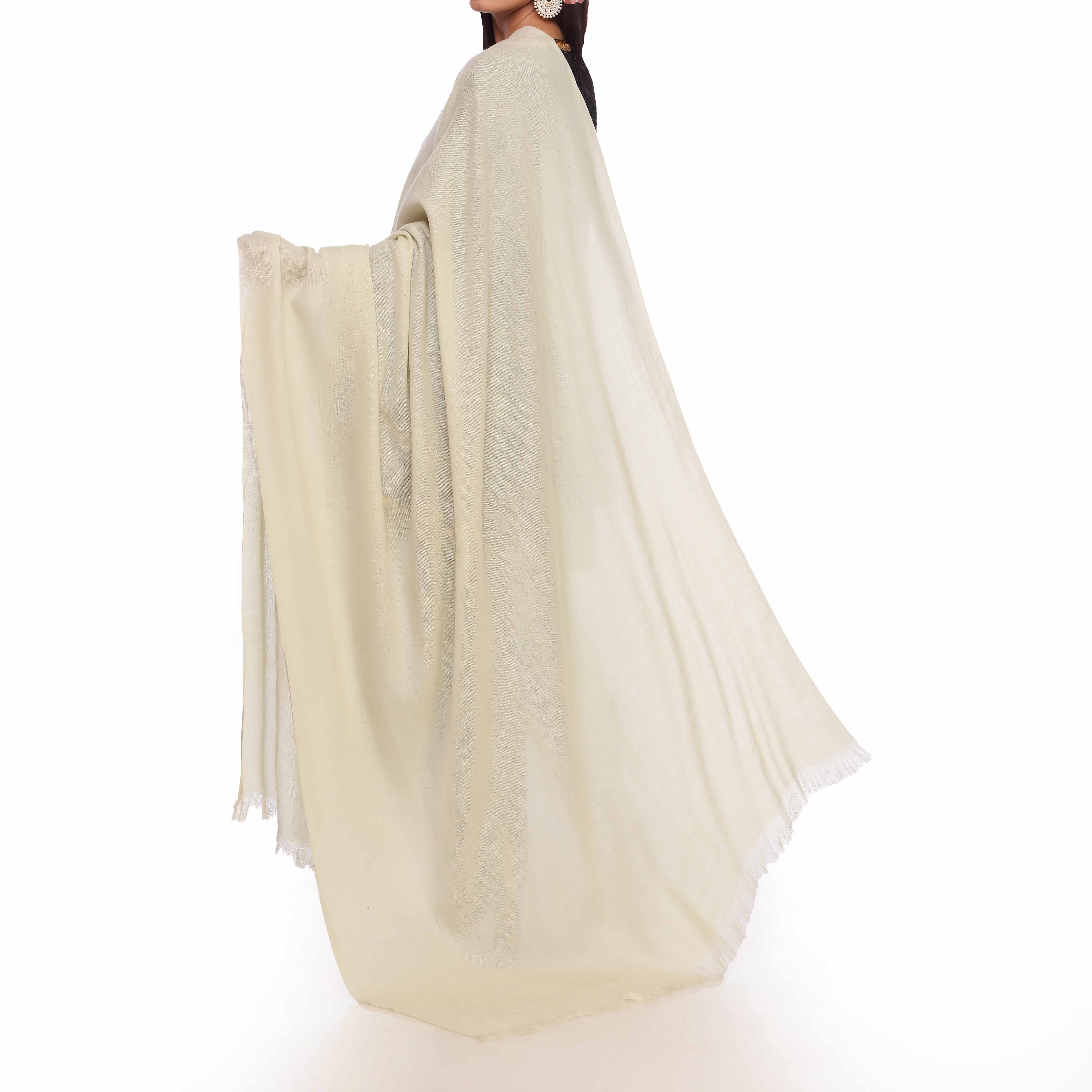Cream Softer Plain Pashmina Shawl PW2757
