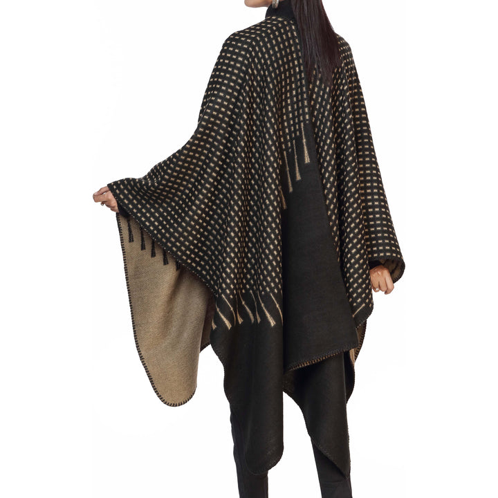 Black Winter Cape Shawl PW2826