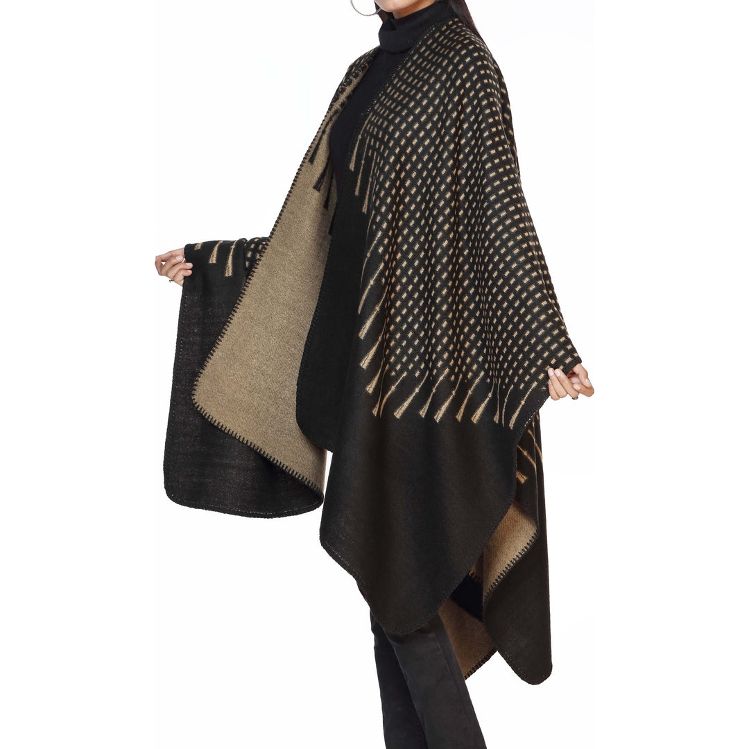 Black Winter Cape Shawl PW2826