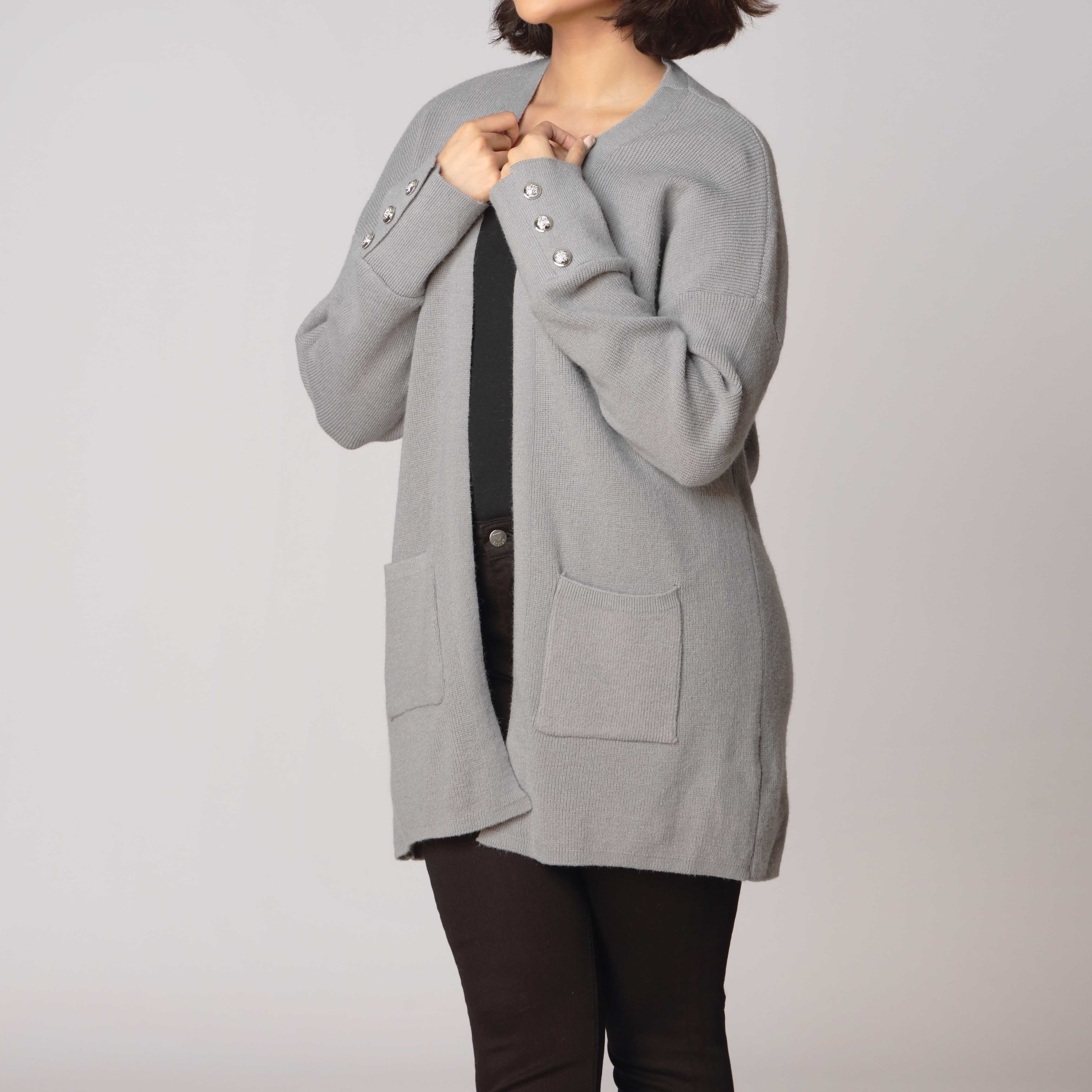 Grey Long Cardigan PW2901