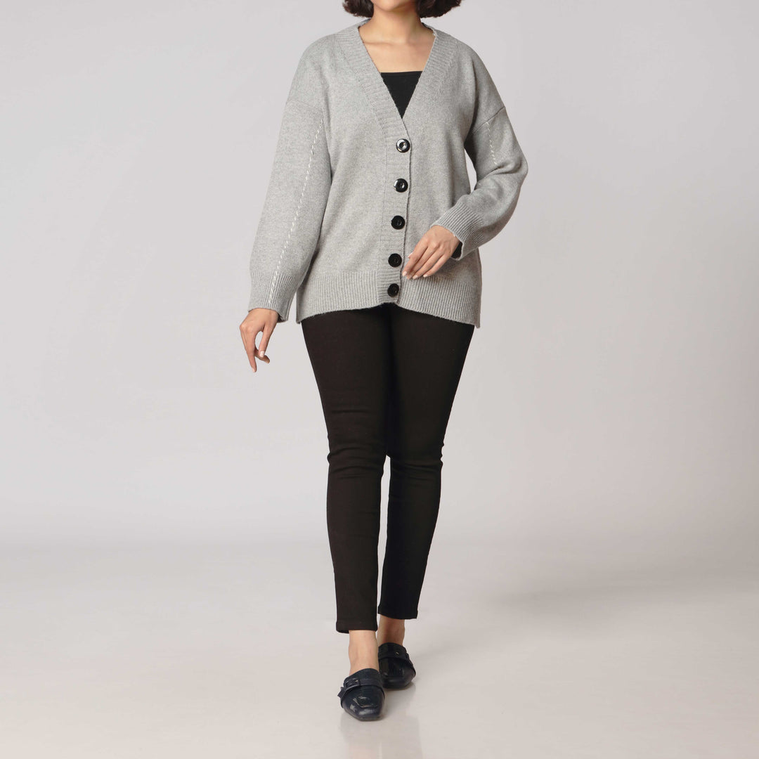 Grey Mid Length Cardigan PW2916