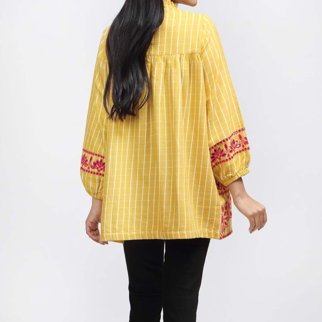 1PC- Schiflli Embroidered Flannel Top PW3249