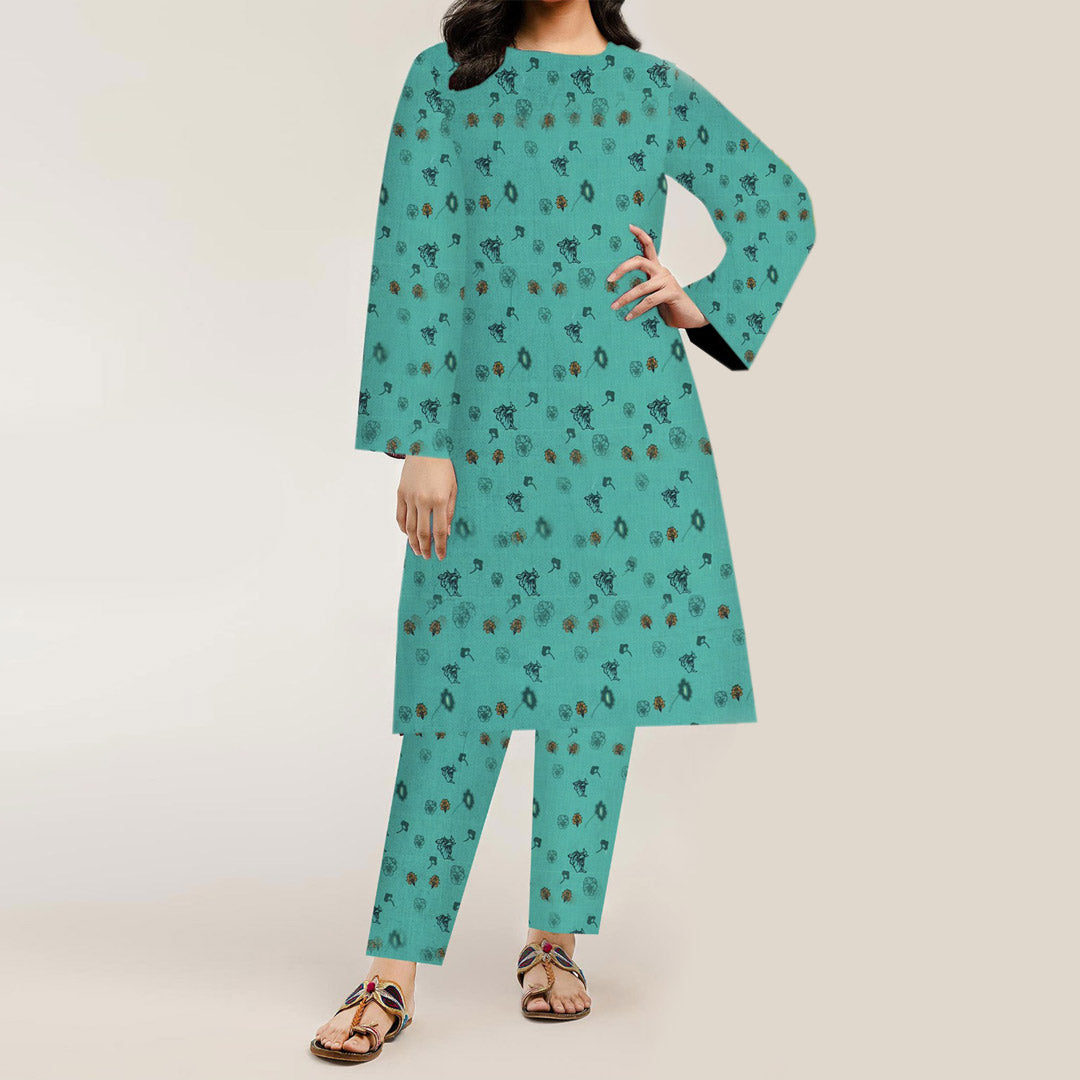 2PC- Digital Printed Cambric Suit PW3337