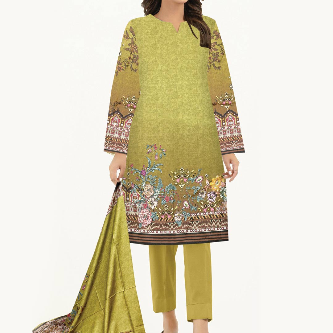 3PC- Unstitched Digital Printed Dhanak Suit PW3364