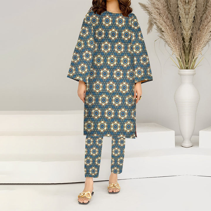 2PC- Digital Printed Cambric Suit PW3464