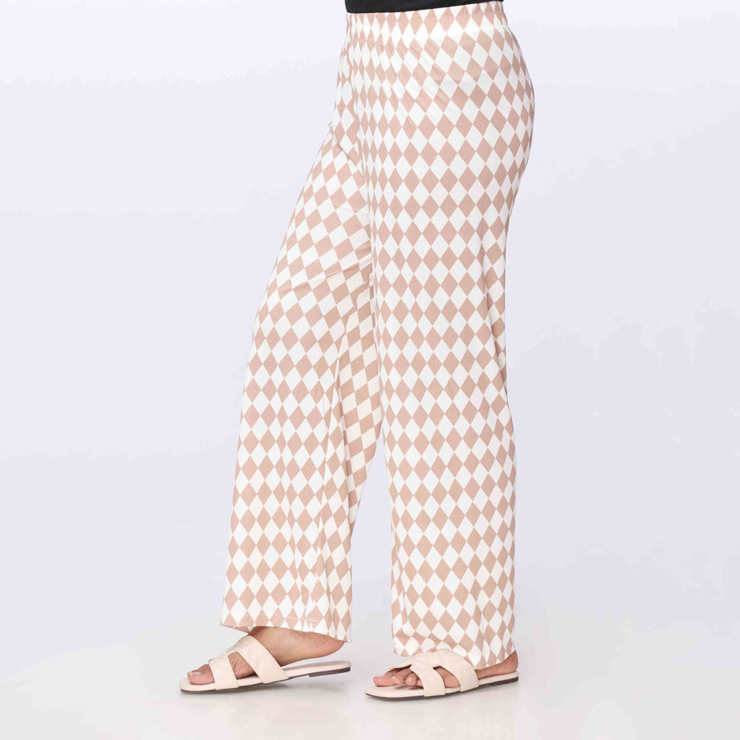 Beige Printed jersey Straight Trouser PW3557