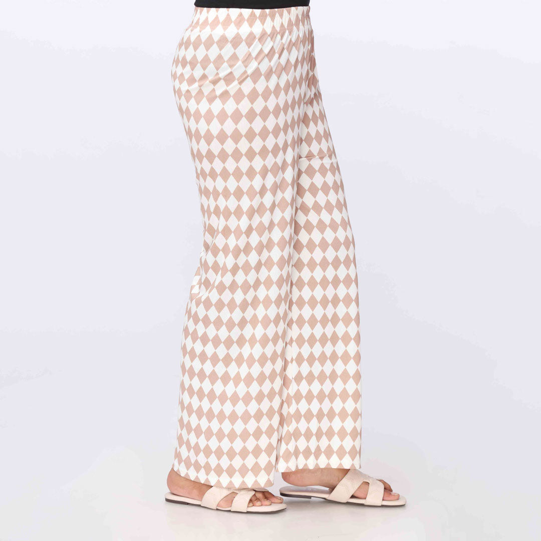 Beige Printed jersey Straight Trouser PW3557