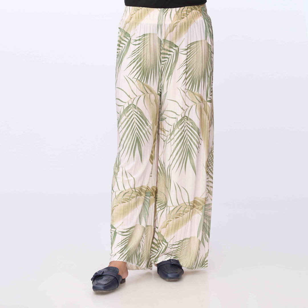 White Printed jersey Straight Trouser PW3568