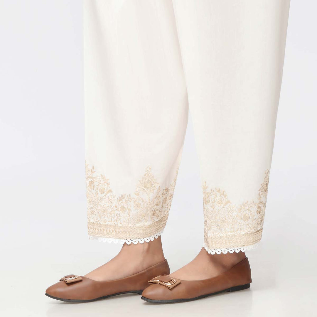 White Embroidered Cambric Shalwar PW3586