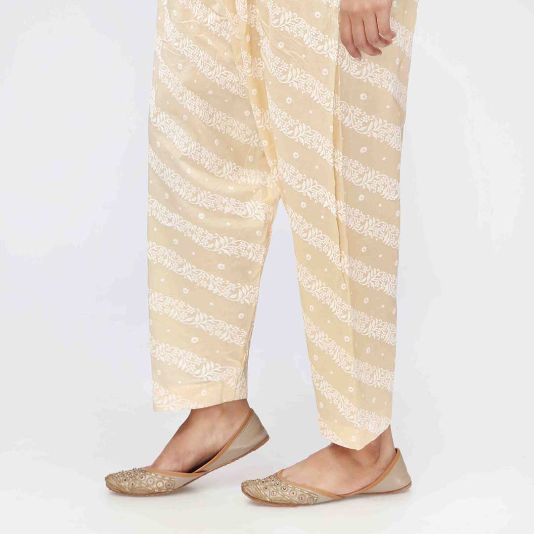 Beige Puff Printed Cambric Shalwar PW3587