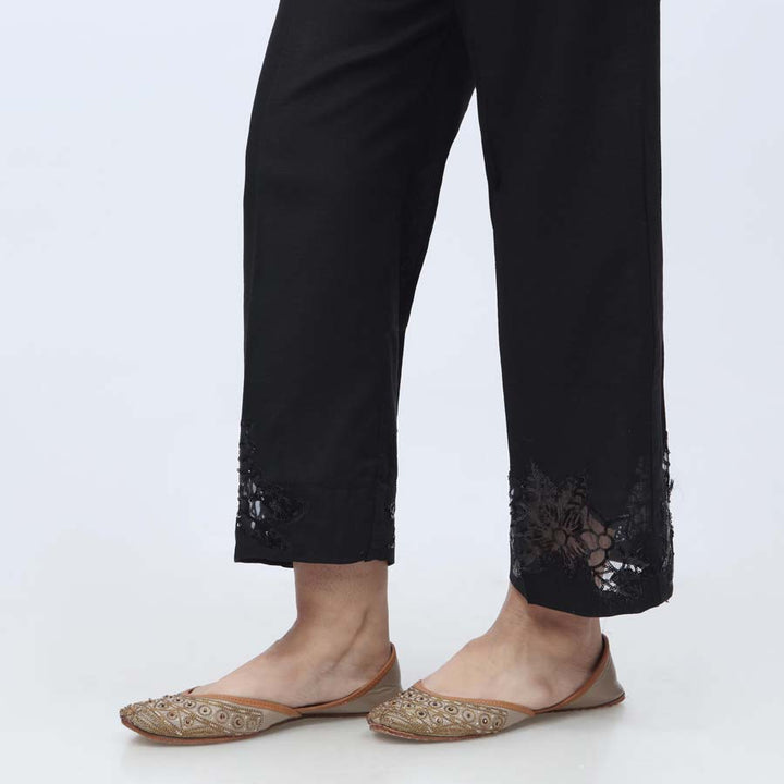 Black Embroidered Khaddar Trouser PW3598