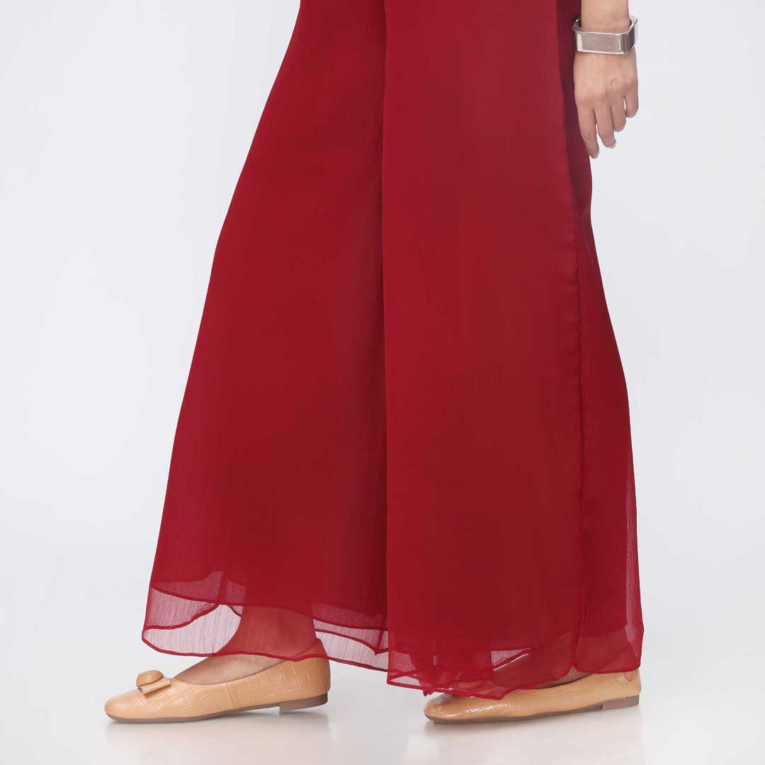 Maroon Dyed Chiffon Palazzo PW3620