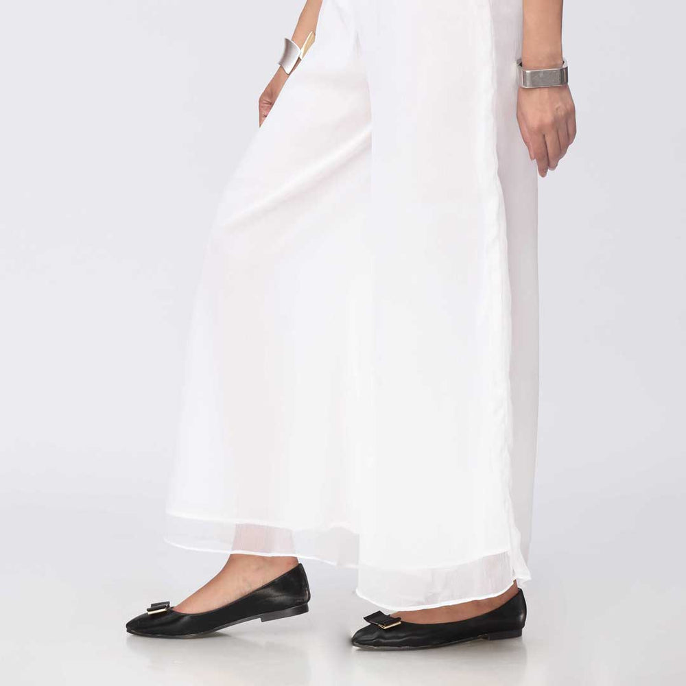 White Dyed Chiffon Palazzo PW3620