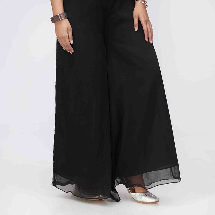 Black Dyed Chiffon Plazo PW3621