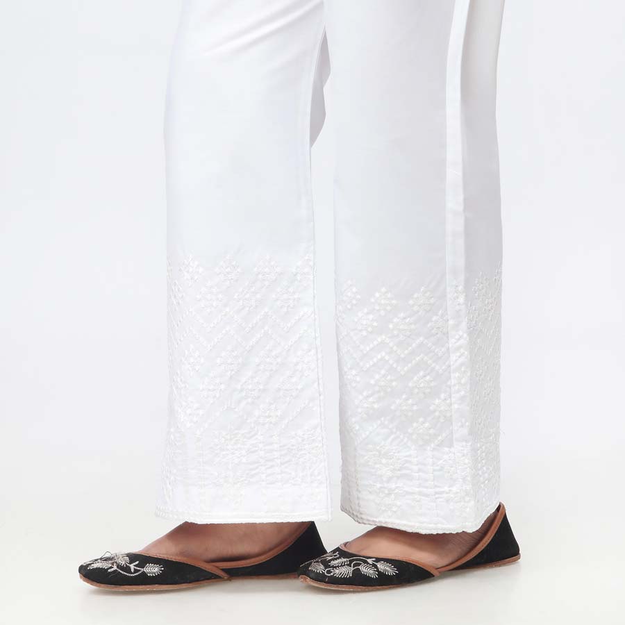 White Embroidered Cambric Trouser PW3659