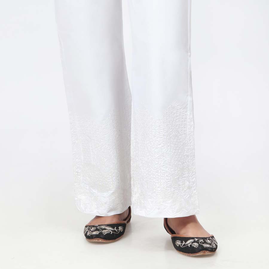 White Embroidered Cambric Trouser PW3661