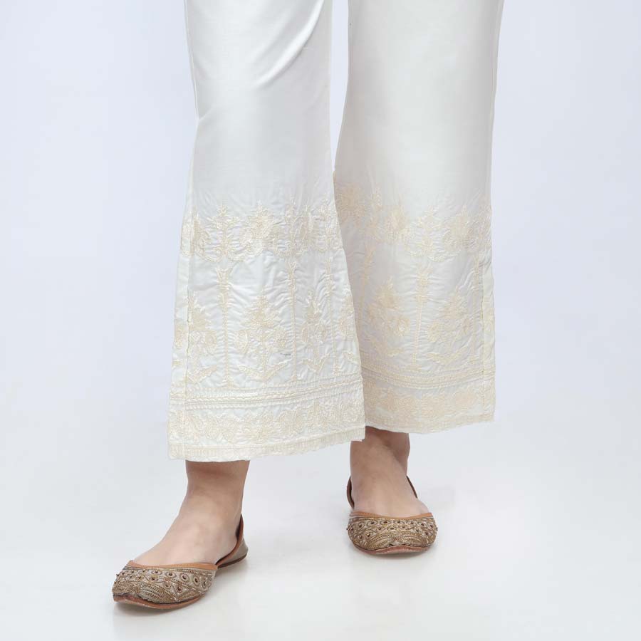 Cream Embroidered Cambric Trouser PW3663