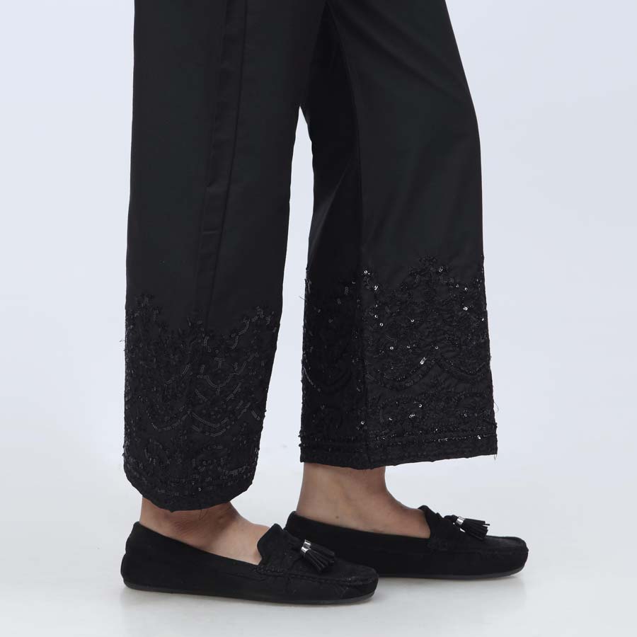 Black Embroidered Cambric Trouser PW3664