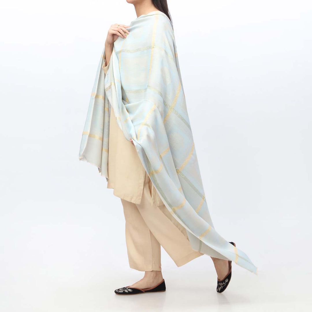 Seagreen Jacquard Winter Shawl PW3707