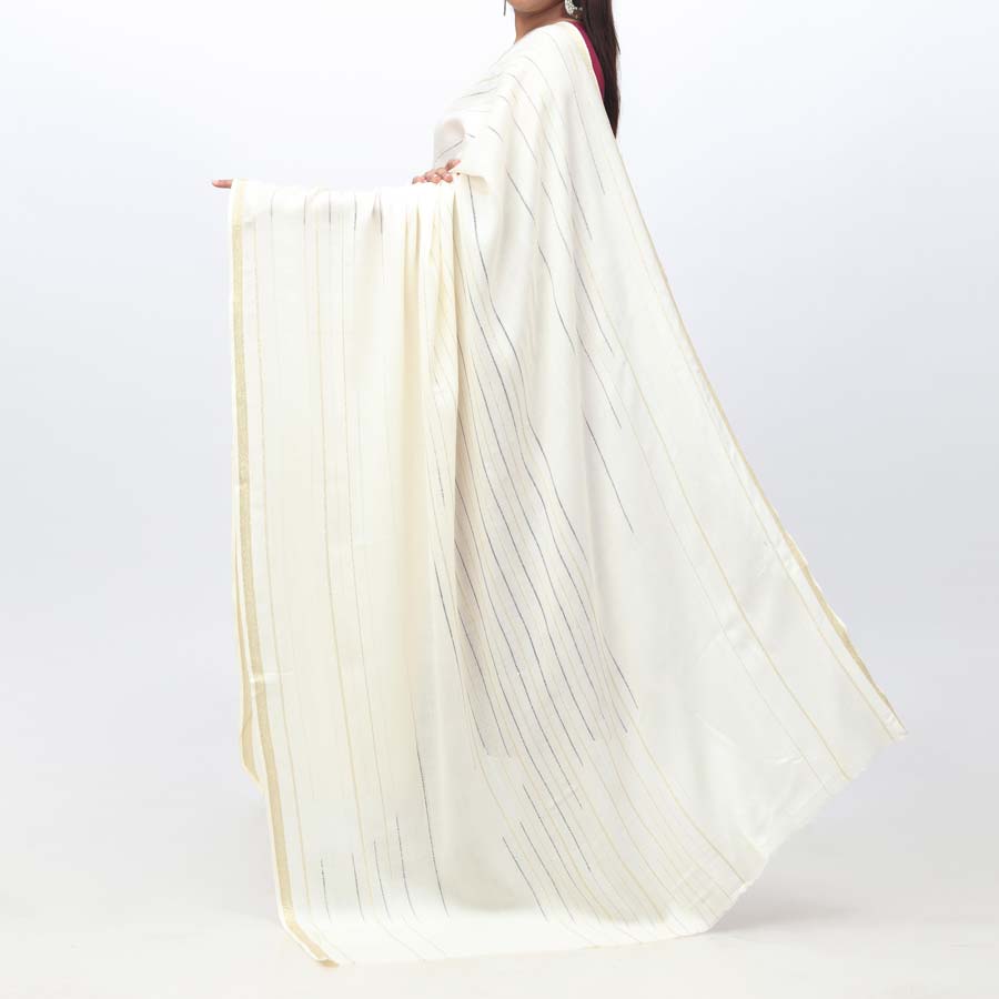 White Zari Border Shawl  PW3709