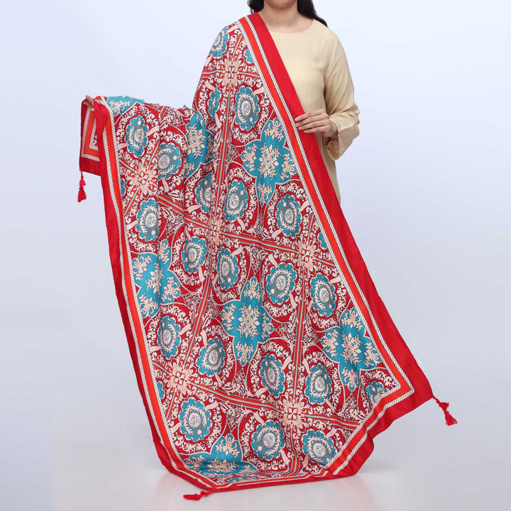 Red Digital Printed Dupatta PW3774