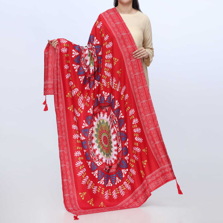 Red Digital Printed Dupatta PW3775