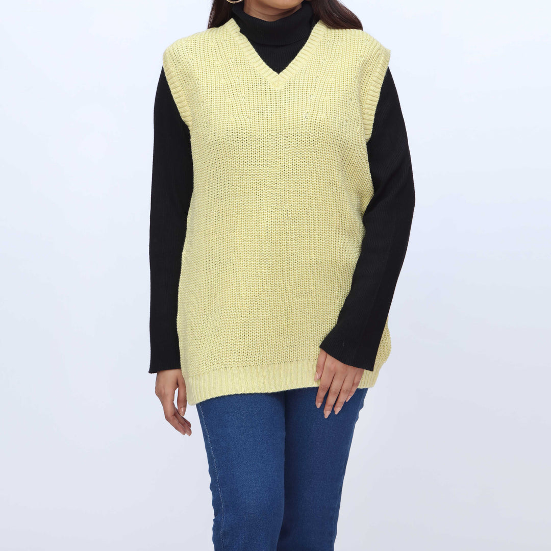 Yellow Sleeveless Cardigan PW3903