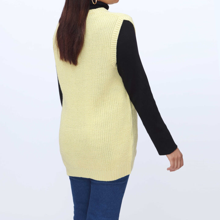 Yellow Sleeveless Cardigan PW3903