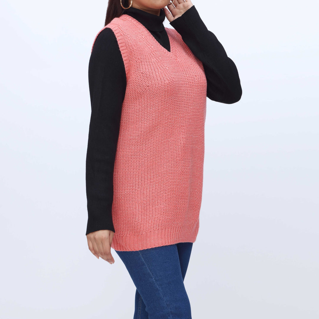 Peach Sleeveless Cardigan PW3903