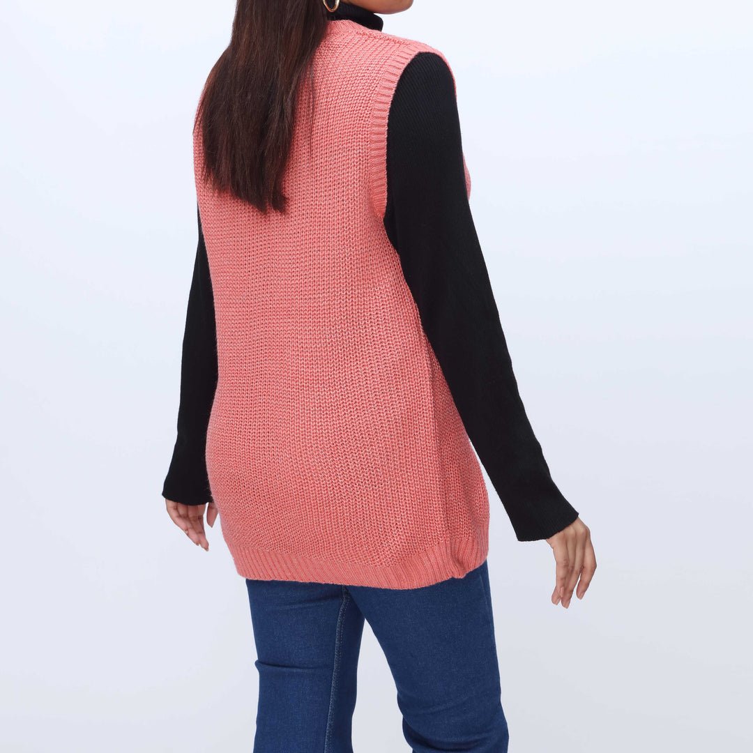 Peach Sleeveless Cardigan PW3903