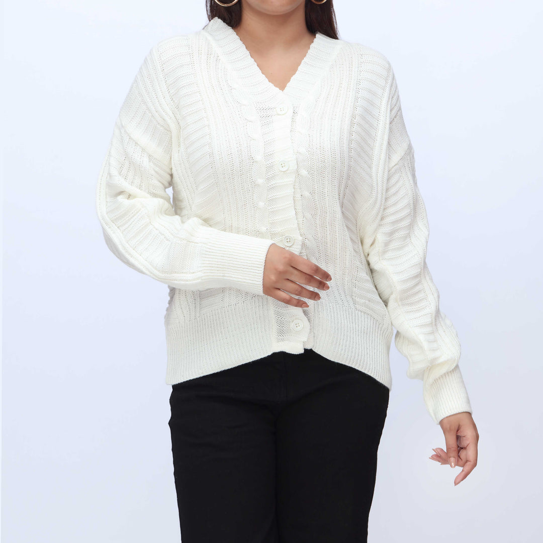 White Mid Length Cardigan PW3912