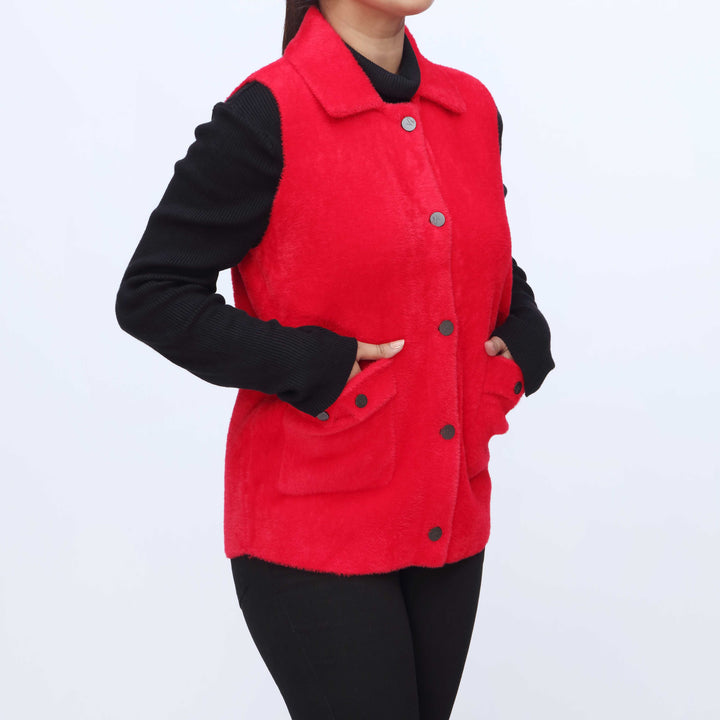 Red Mid Length Cardigan PW3928