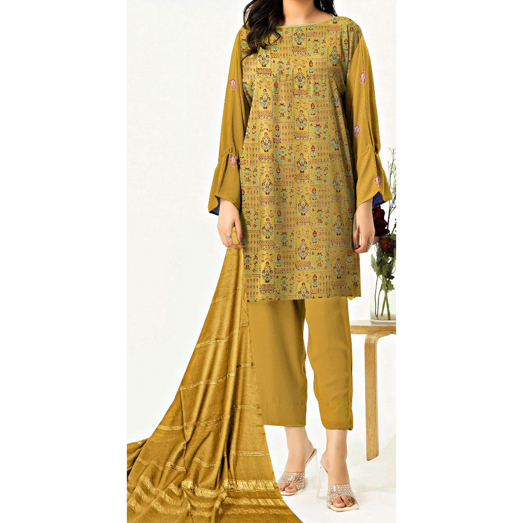 3PC- UnStitched Embroidered Suit PW9389