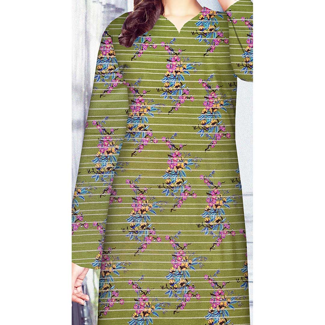 1PC- Unstitched Digital Printed Slub khaddar Shirt PW9407