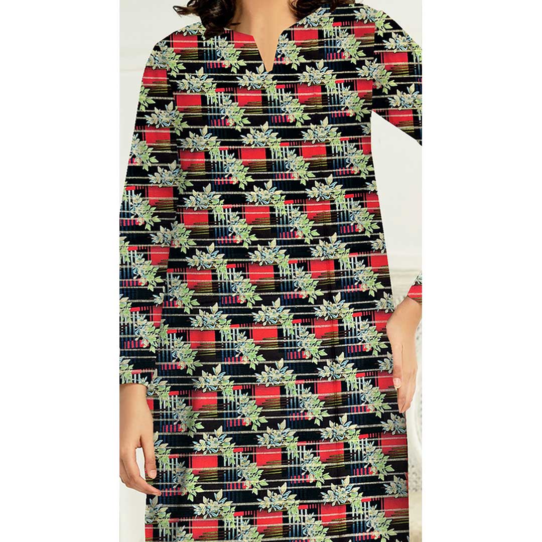 1PC- Unstitched Digital Printed Slub khaddar Shirt PW9409