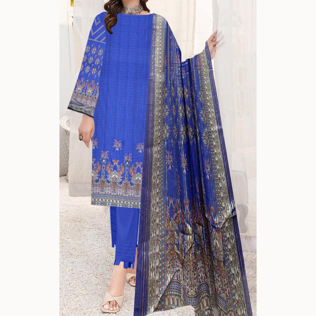 3PC- UnStitched Digital Printed Lawn Suit PW9427